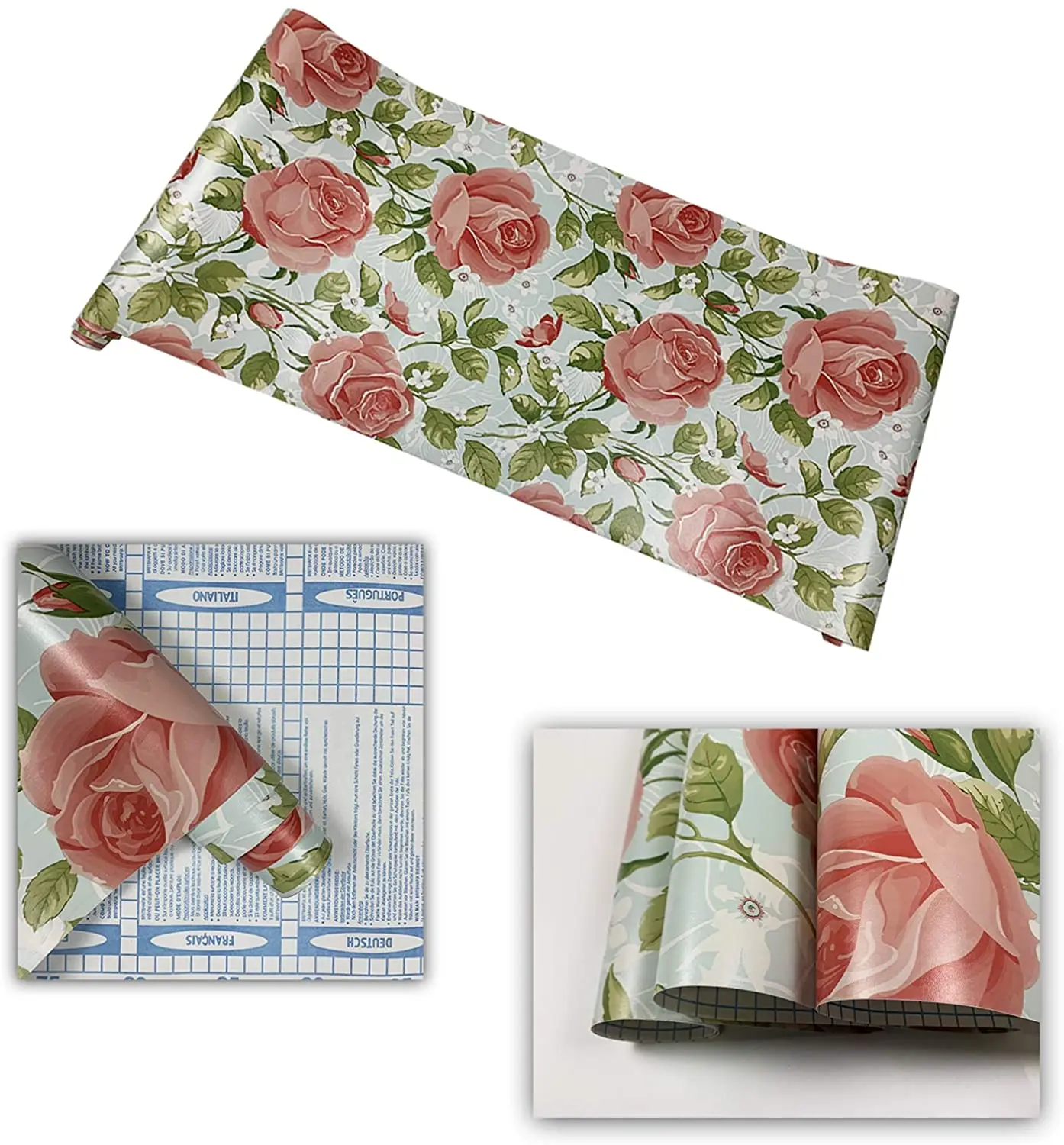 HaoHome-papel tapiz autoadhesivo rosa, revestimiento de paredes decorativo para el hogar, extraíble, Floral, pelar y pegar, muebles