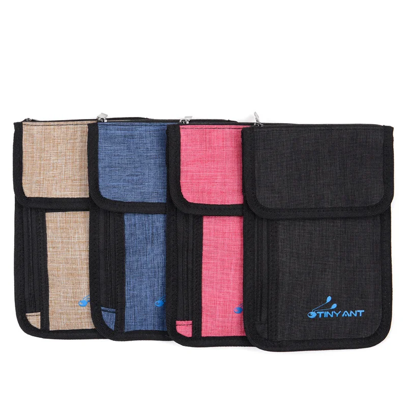 

Women Travel Neck Wallet Pouch with RFID Blocking Men Passport Cover Holder Document Organizer Card Mobile Phone Bag