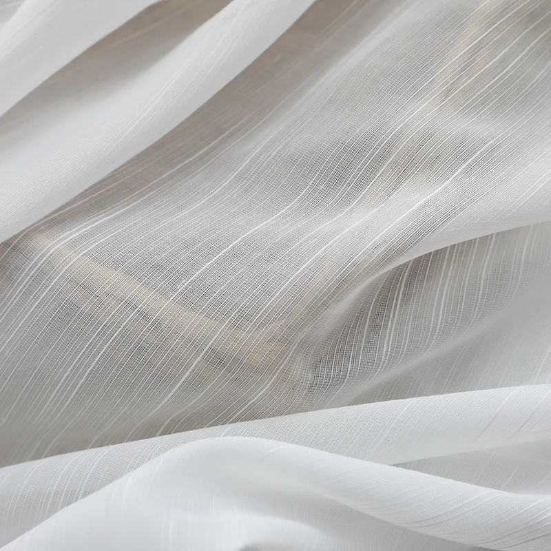White gauze curtain window screen yarn light transmission vertical stripe French window living room bedroom product customized