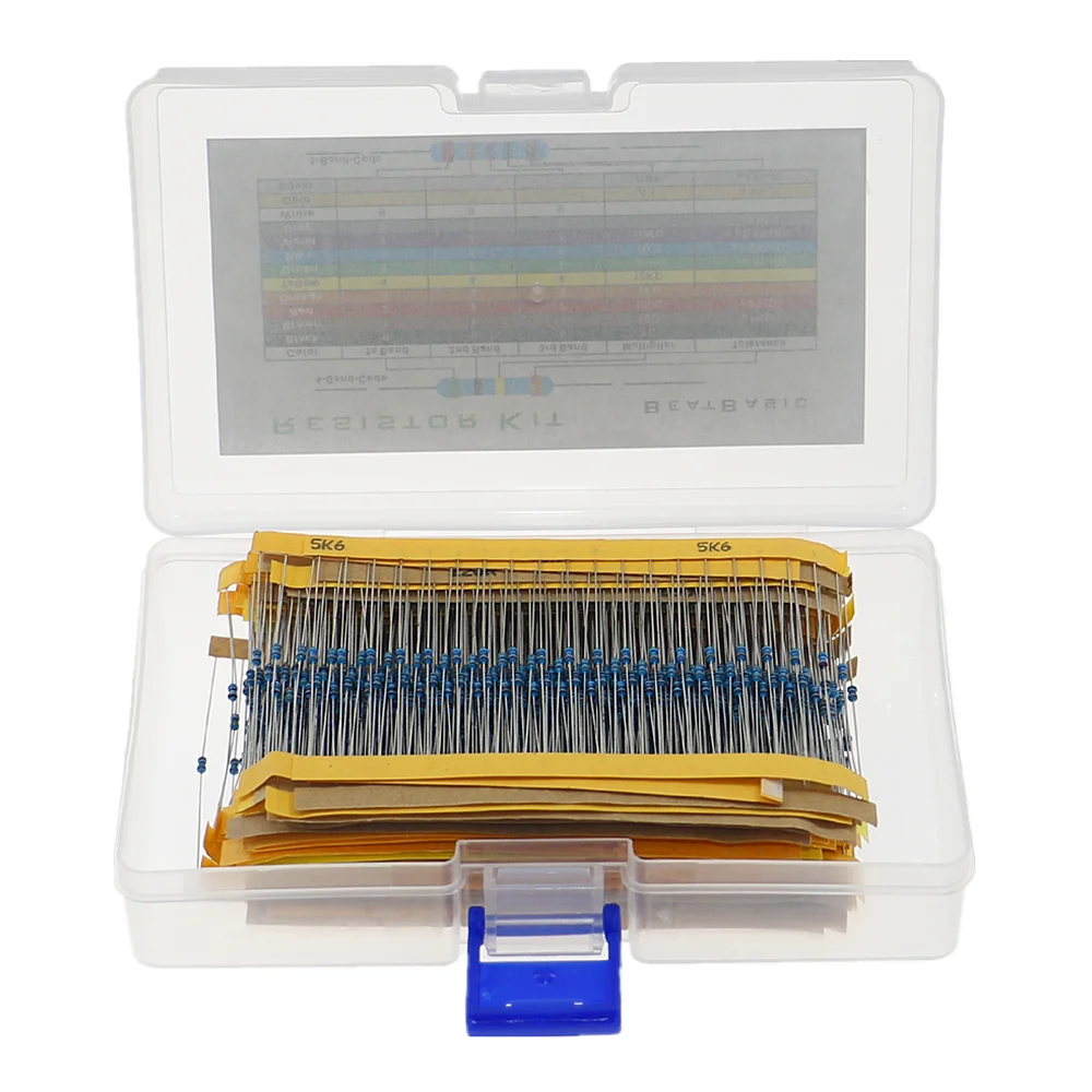 1280pcs Resistor Kit 1/8W 1% 64values X 20pcs  Metal Film Resistor Assortment Kit Set 1ohm - 10mohm resistor samples kit