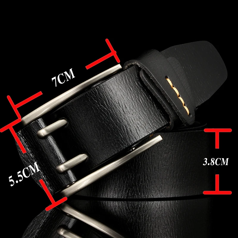 Fashion British Style Double Pin Buckle High Quality Genuine Leather Belt For Men Casual Jeans Waistbands Strap Free Shipping