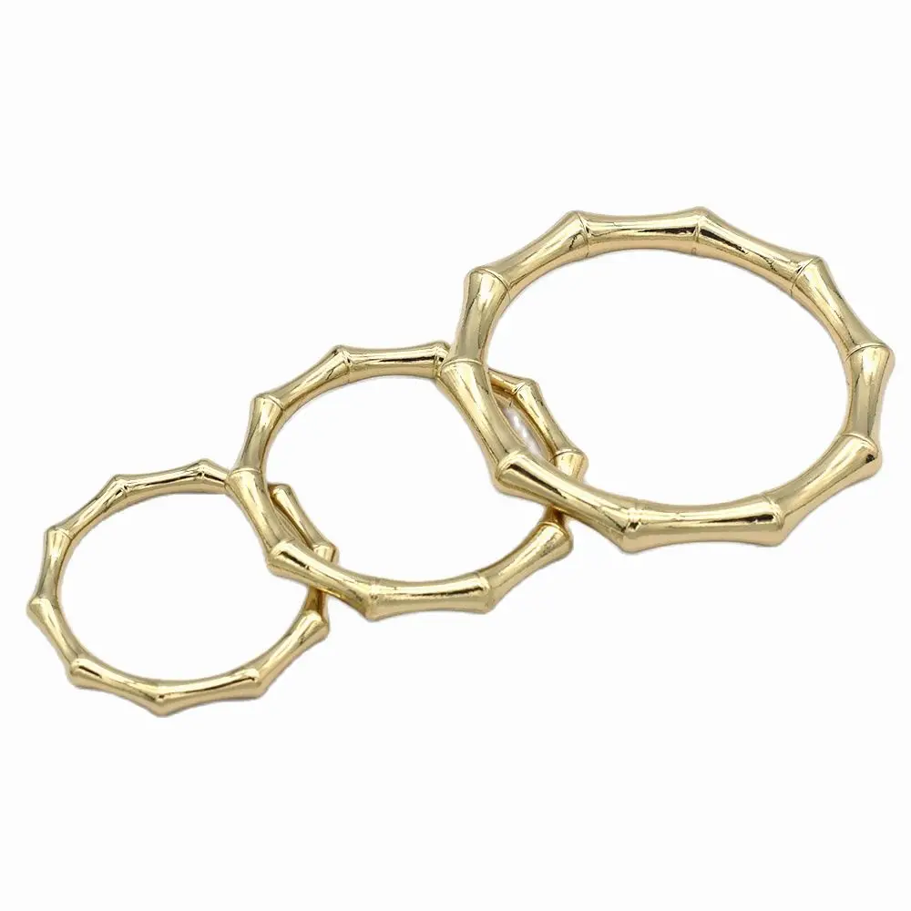 32-50mm Light gold Bamboo O Rings Non-welded seamless loops craft circle rings Round strap Circle Ring backpack buckle for purse