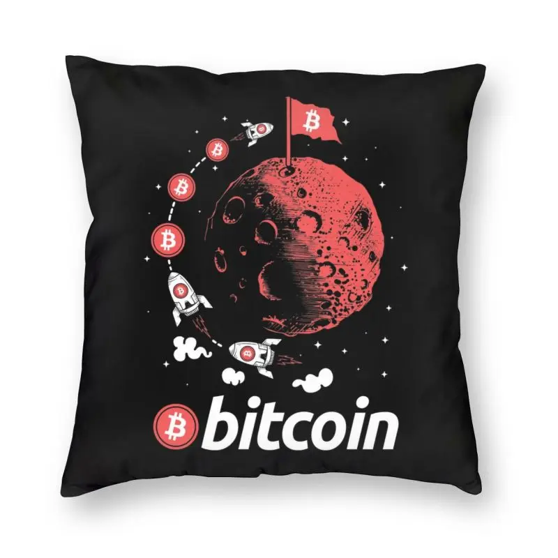 Bitcoin To The Moon Cushion Cover Cryptocurrency Blockchain BTC Digital Currency Throw Pillow Case Sofa Pillowcase Home Decor