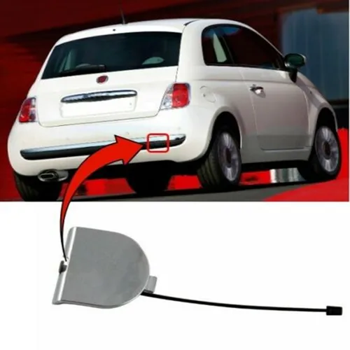 Imagen 2 del producto Cubierta de ojo de remolque para parachoques trasero de coche, accesorio cromado completo para Fiat 500, 2007-2012, 1 piezas, nuevo, 735455393