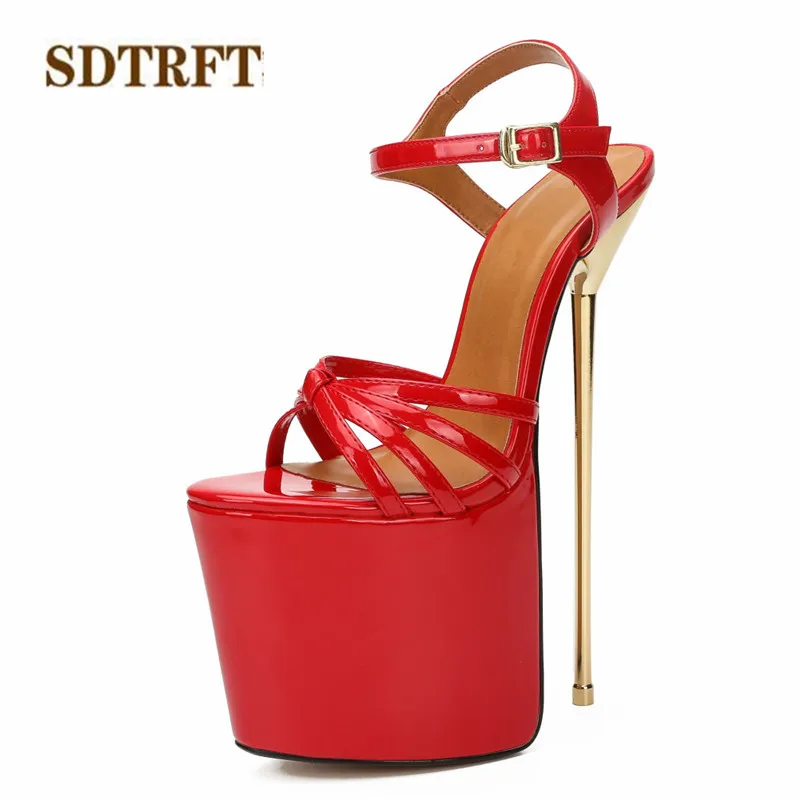 

SDTRFT Women Gladiator Party Sandals Summer 22cm thin High Heels Dress Platforms Shoes Peep Toe Buckle pumps Plus:38-44 45 46