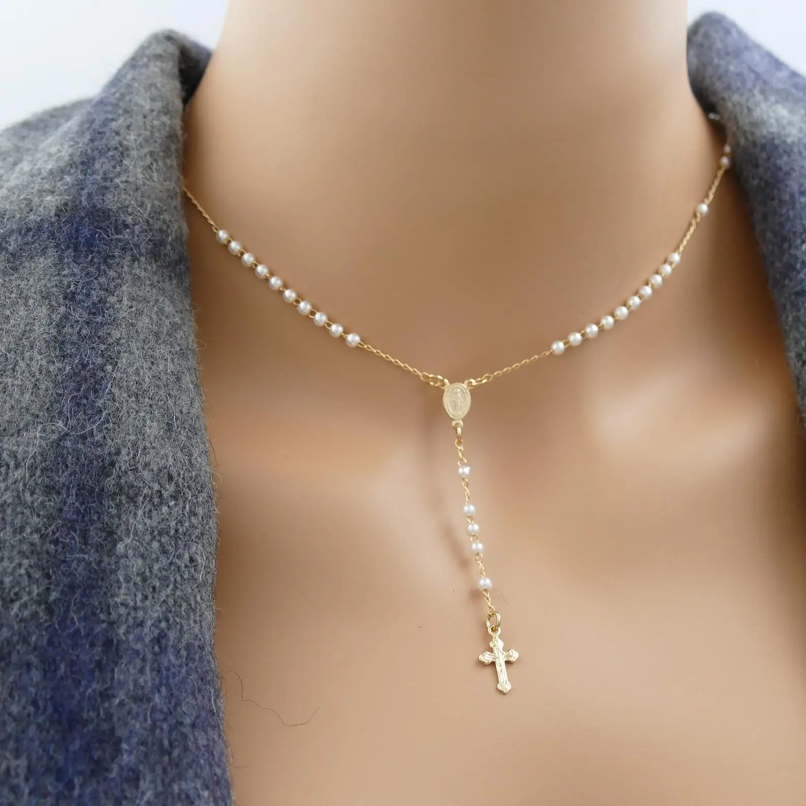 Rosary Necklace Rosary Cross Necklace Gold Rosary Catholic Rosary Silver Rosary gold necklace gold rosary necklace