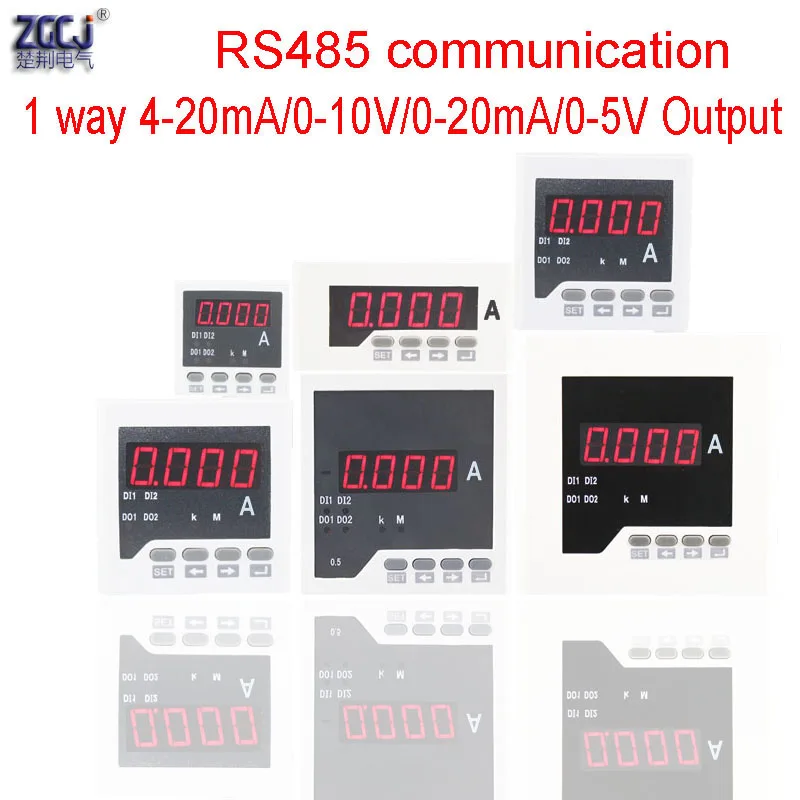 AC0-5A digital ammeter Panel meter current meter with 1 way 4-20mA/0-10V/0-20mA/0-5V transmit output with RS485 communication