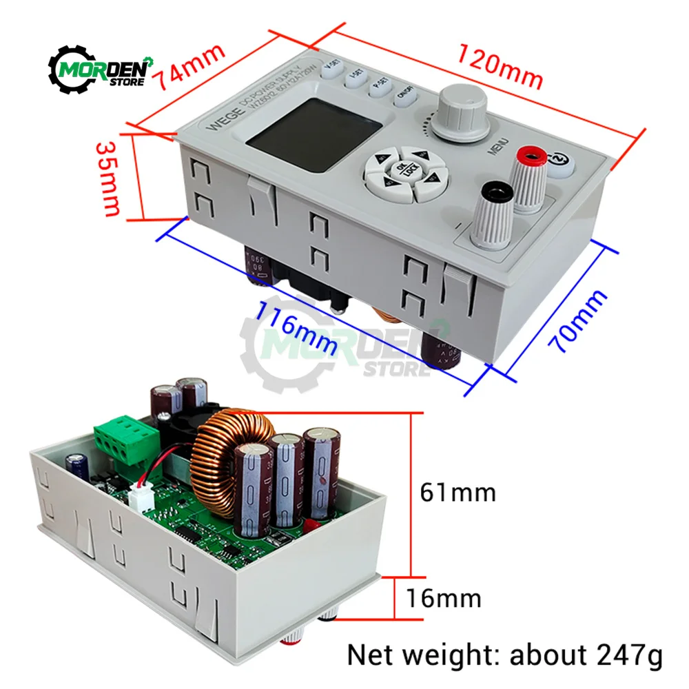 WZ6012 High-power Adjustable 60V 12A DC Step-down Charging Module Constant Voltage Constant Current Buck Converter Power Supply