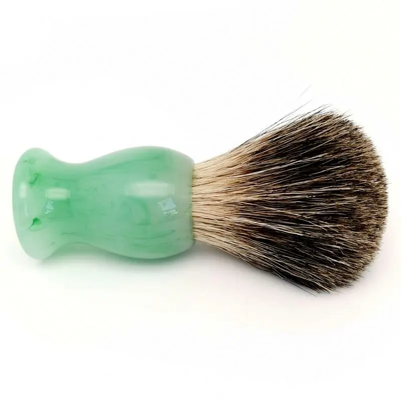 TEYO-brocha de afeitar de pelo de tejón puro con mango de resina, color verde esmeralda, perfecto para crema de afeitar húmeda, cepillo de barba