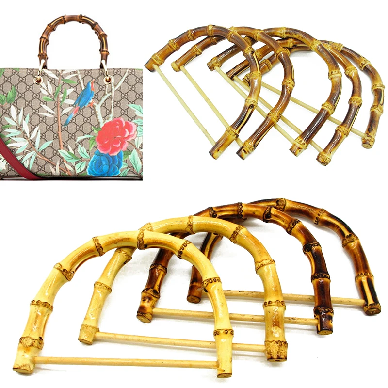 1Pc D Shape Bamboo Bag Handles Diy Making Bags Accessories Handmade Handbag Handle Replacement Brown Tote Bag Handles for Lady