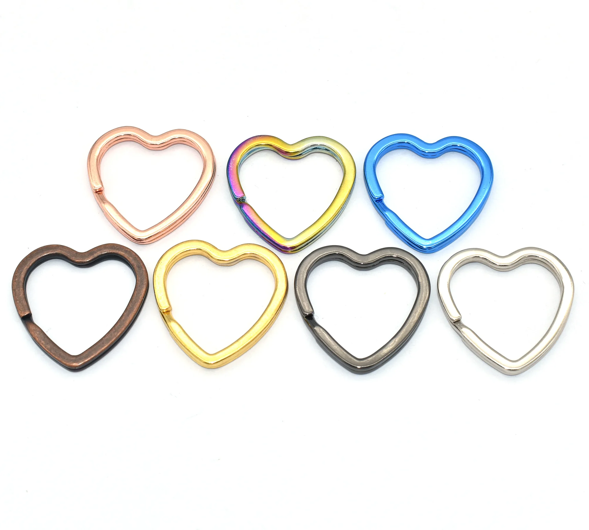 Rainbow Keychain Heart Shape Split Ring Iron Key Ring Jump Ring DIY Accessories Necklace Purse Bag Charm Jewelry Hardware