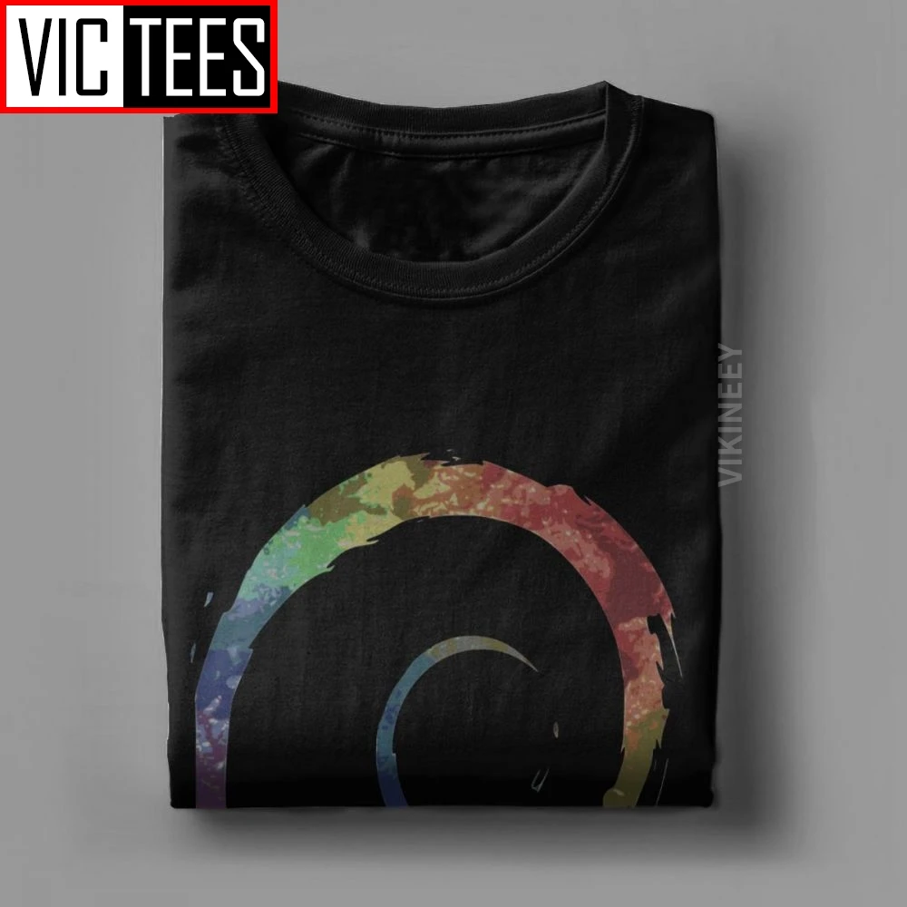 Colorful Debian Tshirt Men\'s Cotton Vintage Tshirt Crew Neck Linux Operating System Ubuntu s Party