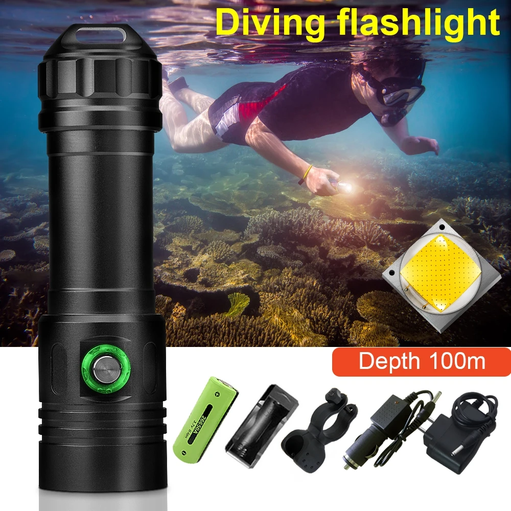 Most Powerful Professional Diving Led Flashlight 100m Underwater Light Scuba Dive Torch Rechargeable Xm L2 Hand Lamp 26650 18650