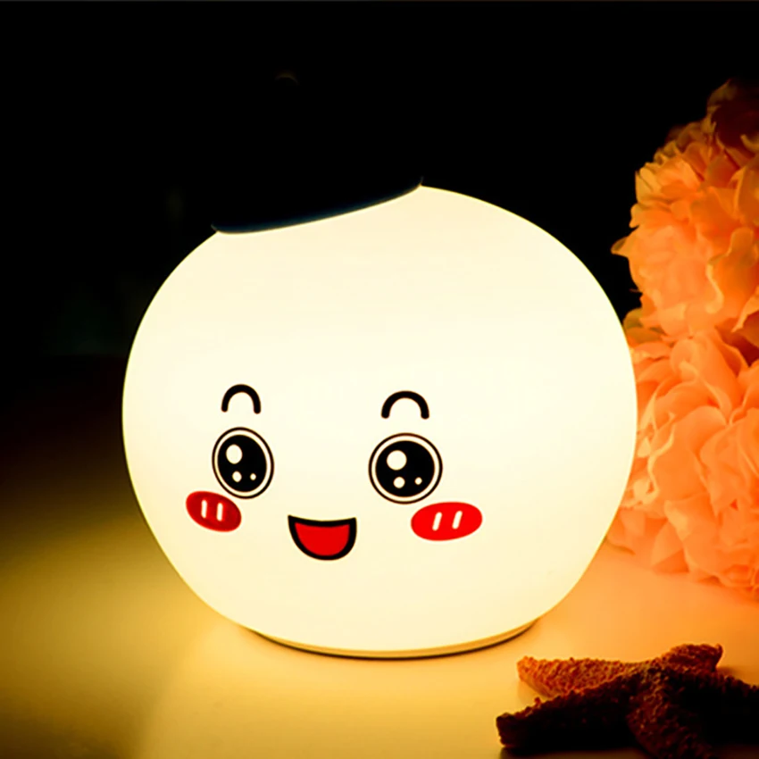 Luz Nocturna LED para niños y bebés, lámpara de mesita de noche de Halloween, Control de grifo, linterna de silicona Multicolor, Luz Portátil