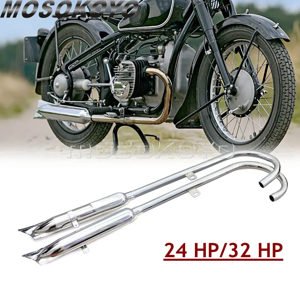 Retro 750cc Fishtail Exhaust Mufflers for BMW K750 KS750 M1 M72 R71 R12 Dnepr URAL Exhaust Pipes System Silencer Pipe Assembly