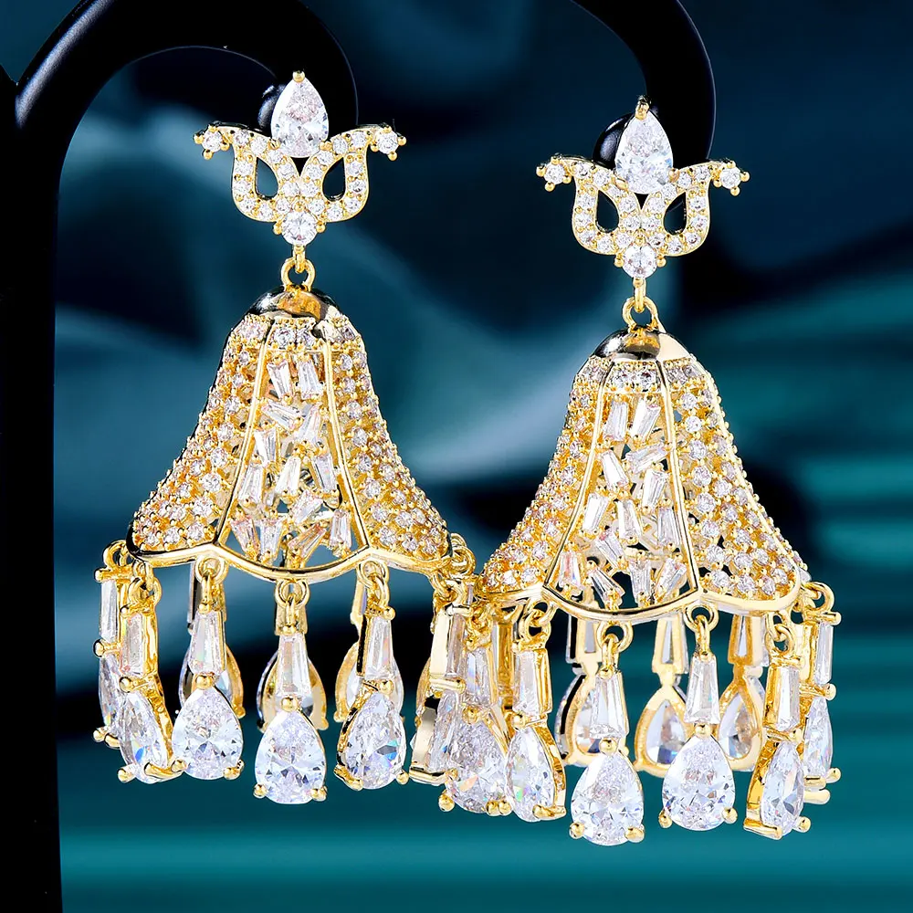 GODKI  Trendy Indian Kundan Engagement Earring For Women Wedding Party African Dubai Bridal Jewelry boucle d'oreille femme Gift