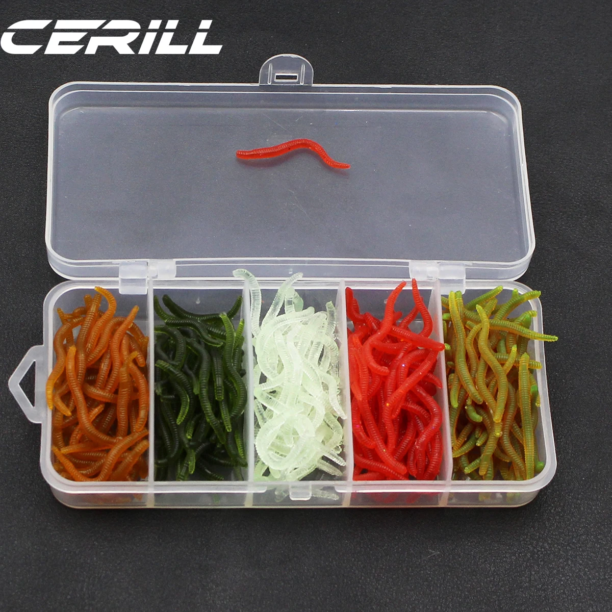 Cerill 200 sztuk/zestaw 3,5 cm 0,14 g Dżdżownica Miękka przynęta wędkarska Realistyczny rybi zapach Przynęta na robaki Silikonowy sztuczny karp Bass Light