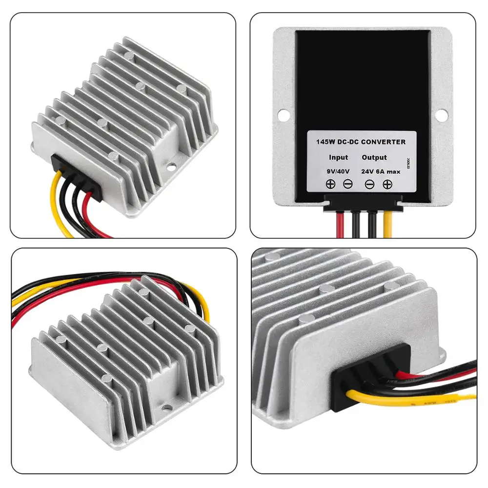 DC 9V-40V to DC 24V 3A 5A 6A Voltage Stabilizer Converter Transformer Regulator Buck Boost Module Power Supply for Car LED Solar