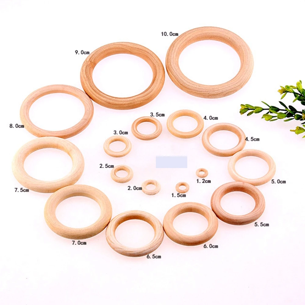 17 size fine quality Natural Wood teething beads Wooden Ring Children Kids DIY wooden Jewelry Making Crafts