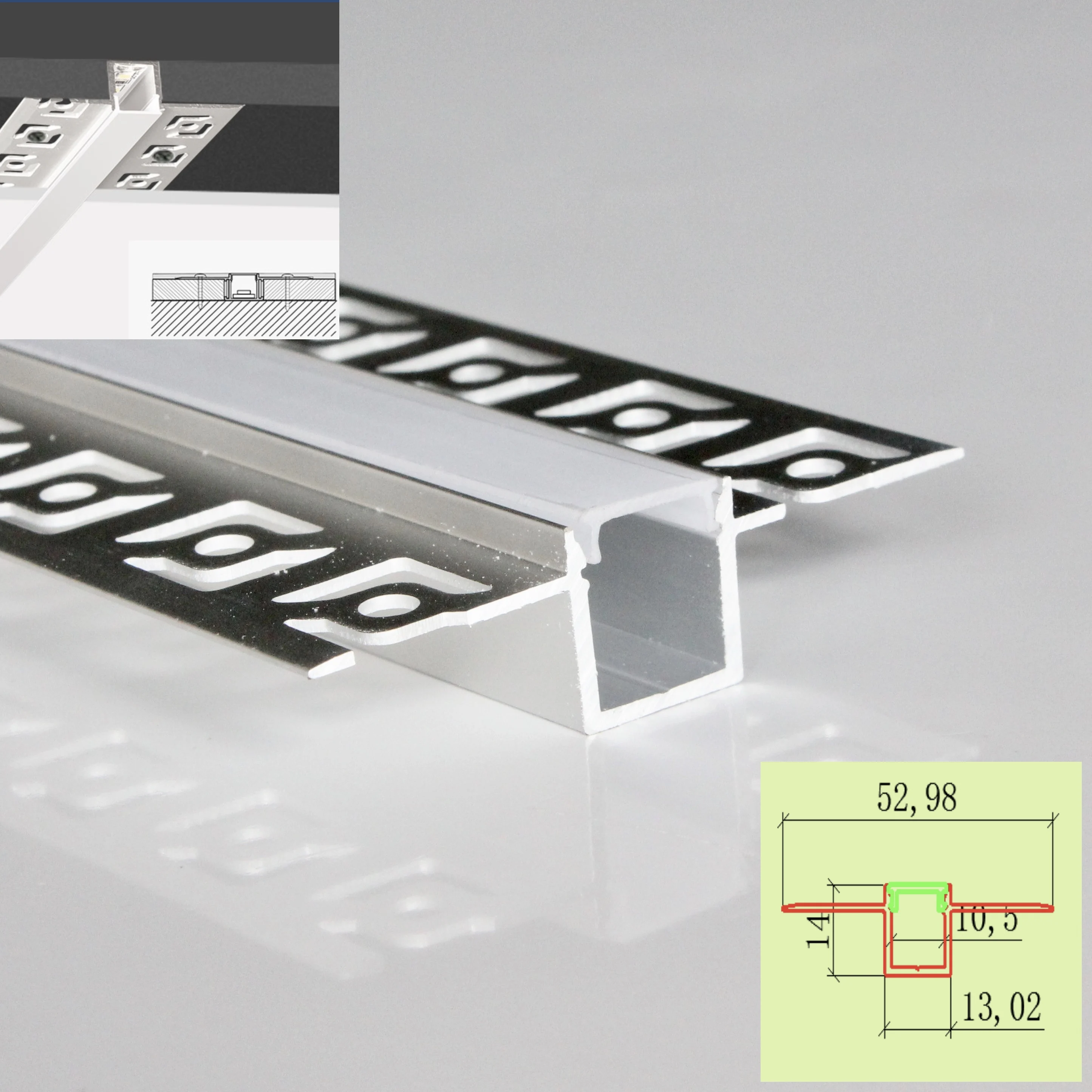 20m(10pcs) a lot, 2m per piece, Drywall use architectural gypsum plaster led aluminum profile