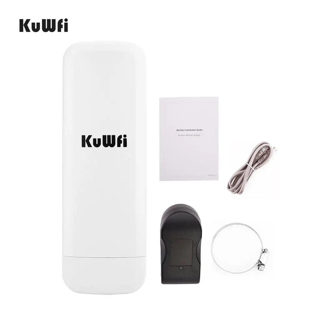 Kuwfi 3Km 2.4G 300Mbps Wifi CPE Router Wifi Repetidor Wifi Extender Puente inalámbrico Punto de acceso para cámara inalámbrica Pantalla LED