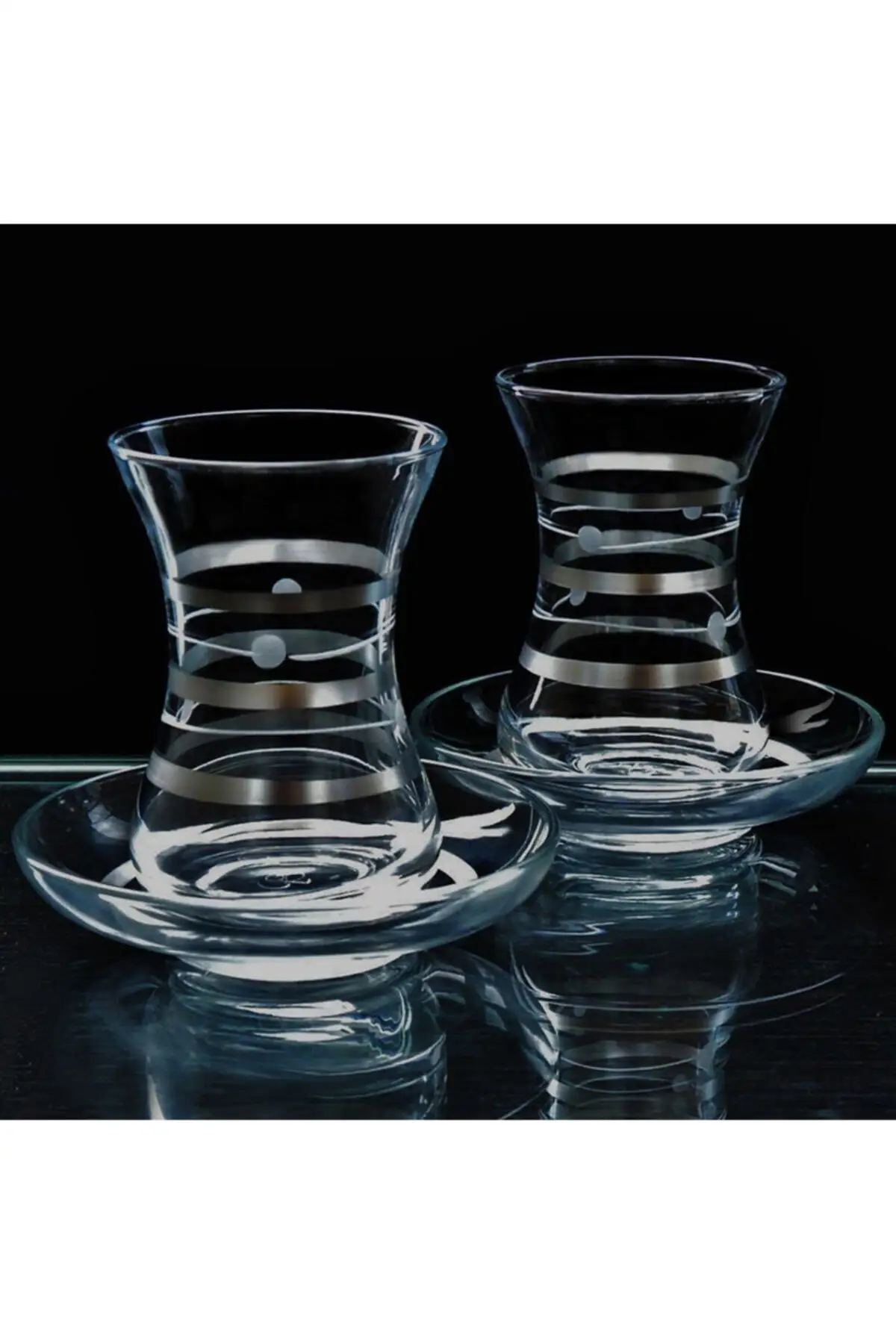 Turkish Tea cup Set Slim Waisted Planetary Platinum 12 Parça 6 Personality Tea Takımı Tea Coffee Cups and Saucers