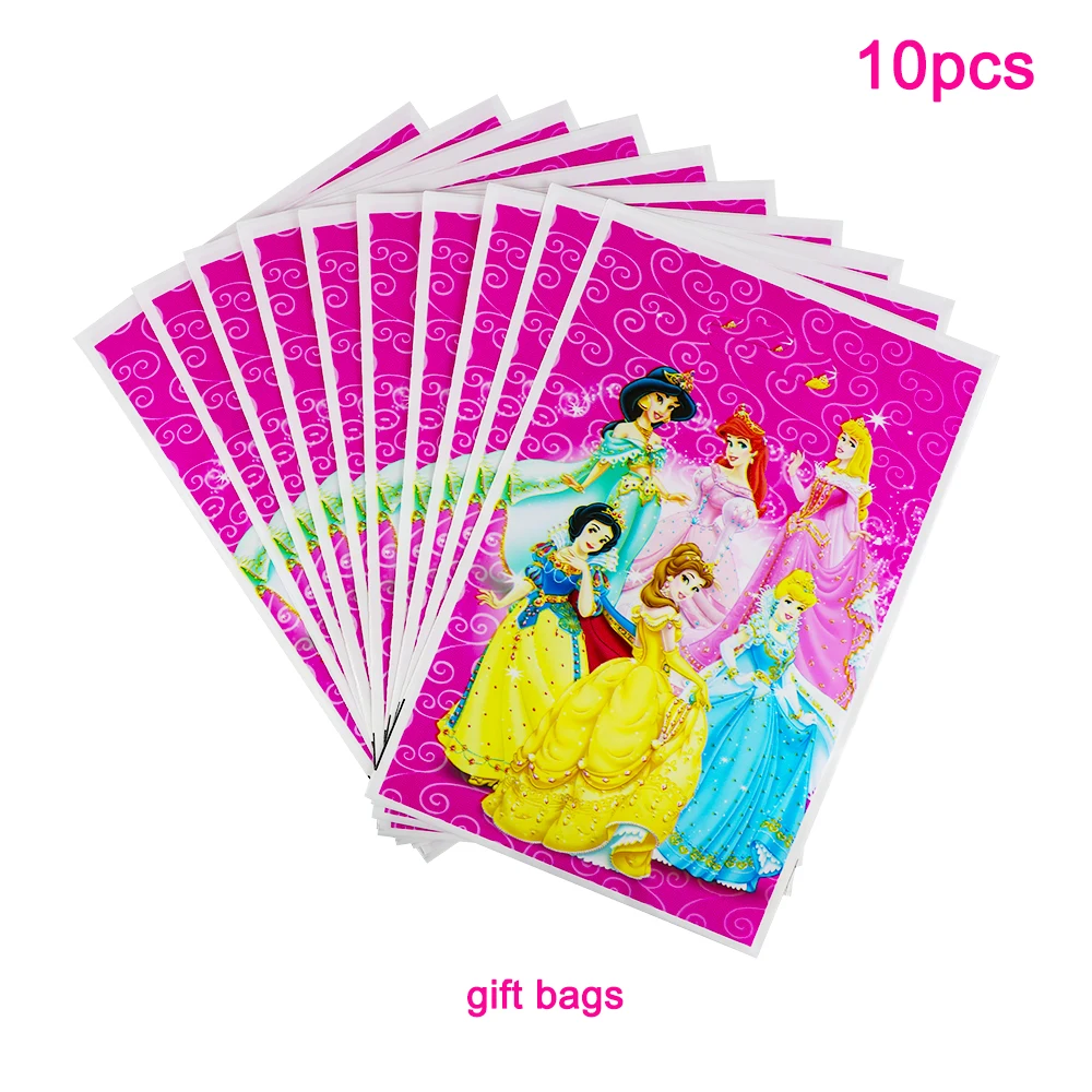 Disney Six Princess Girls Birthday Decoration Tablecloth Flag Family Party Cup Plate Napkin Spoon Straws Disposable Tableware