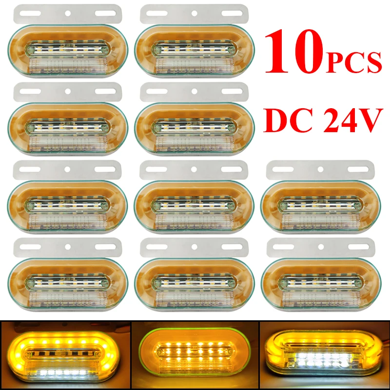 10pcs Caravan Accessories 24V Truck Side Lamp Warning Tail Orange 3 Modes Lorry Signal Indicatorled Rear Lights for Trailer