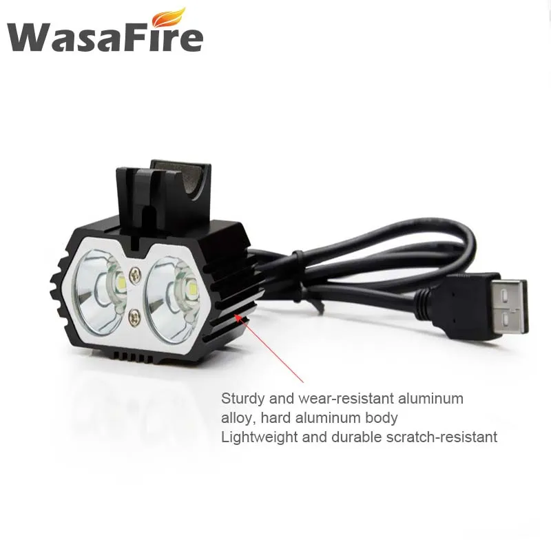 WasaFire 2 X XM-L T6 LED Bicycle Front Light lamp 6000LM USB Rechargeable Bike Headlamps Waterproof Outdoor Cycling Flashlight