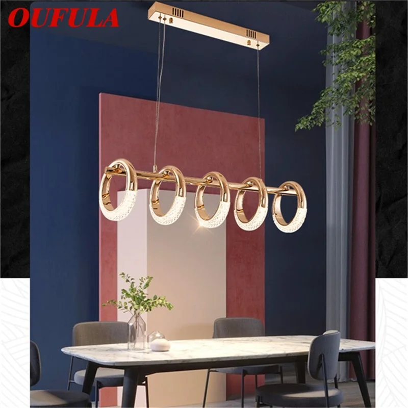 

OUFULA Nordic Chandelier Lamp Fixtures Modern Pendant Lights Five Rings LED Home for Home Decoration