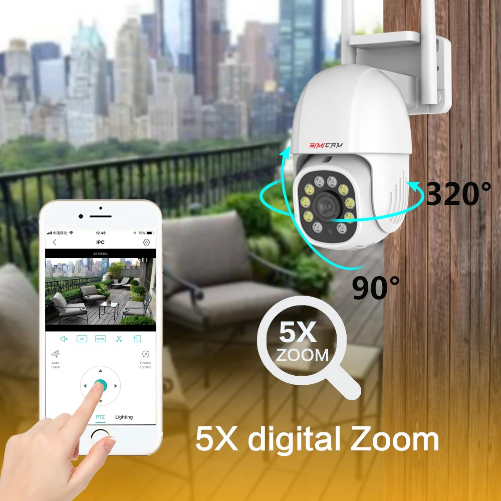 4K Wifi IP Camera Surveillance Smart Home Security 360 Degree Rotation Double Light Full Color Night Vision Wireless Out Door