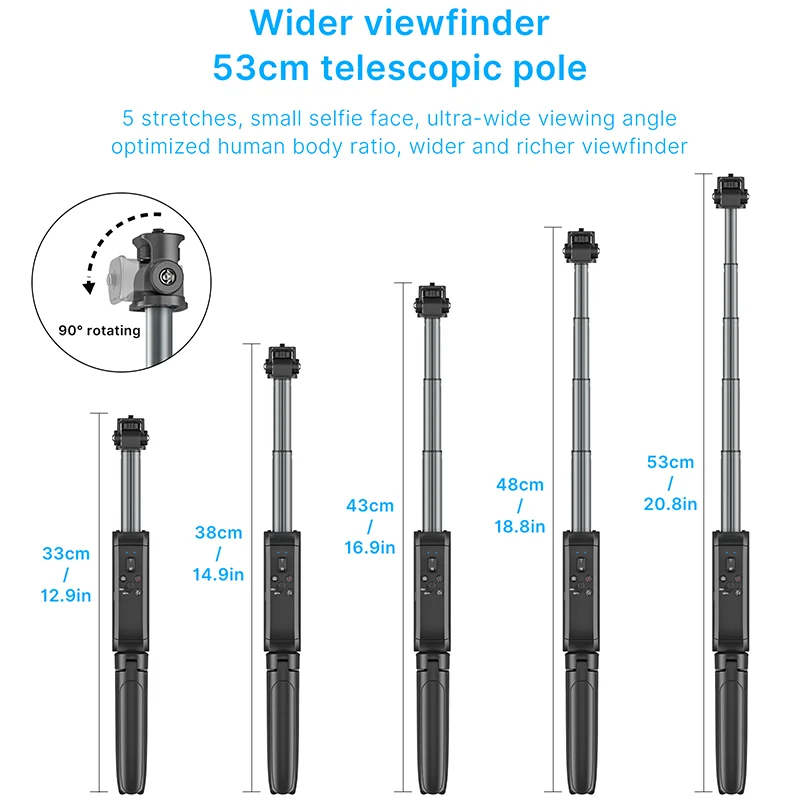 Ulanzi Wireless Bluetooth Selfie Stick Tripod for Sony ZVE-10 A7 III A6600 CANON Camera Extendable Grip Tripod Camera Zoom Video