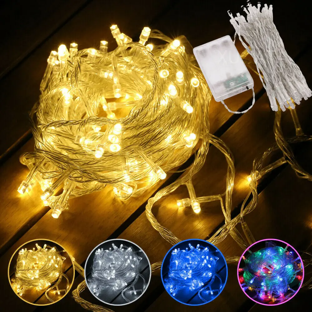 LED Garland String Lights 20m 10m 5m 2m Christmas Tree Wedding Decoration Waterproof Fairy Light Indoor Outdoor Battery Powered