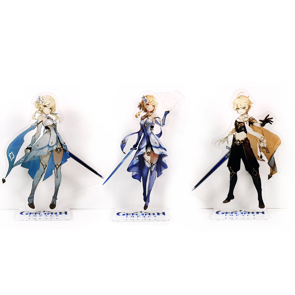 Genshin Impact characters Main Player Traveler Aether Lumine acrylic standee figurines desk decoration cake topper anime