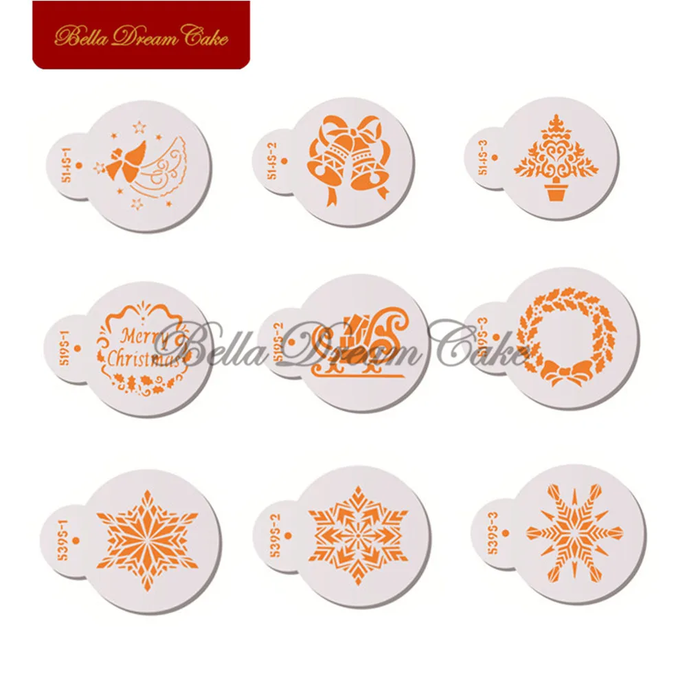 7.5cm Christmas Series Cookies Stencil PET Cake Stencils Template DIY Handmade Chocolate Cake Mold Cake Decorating Tool Bakeware