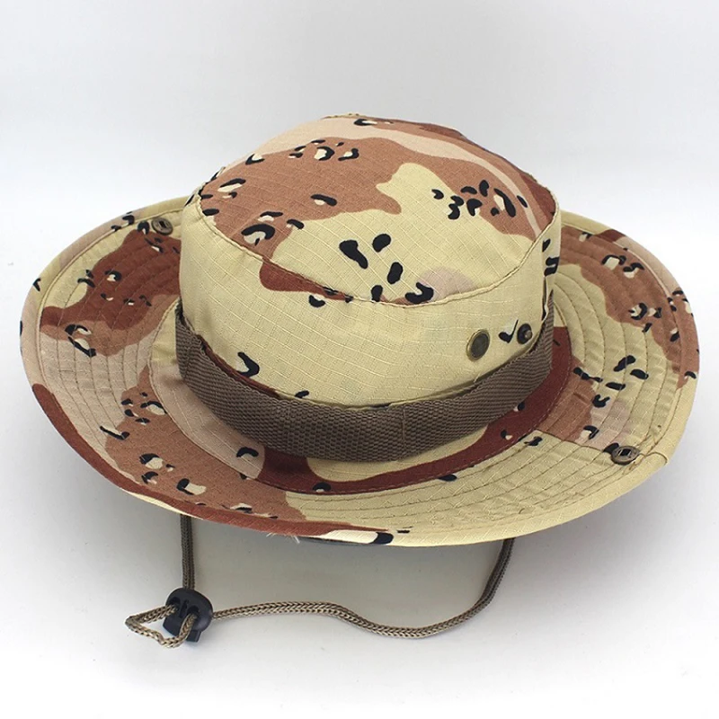 Safari Man Hat Bonnie Jungle Caps Vented Bucket Fishing Women Outdoor Fisherman Camouflage Army Hat Hunt Mesh Camo Bob