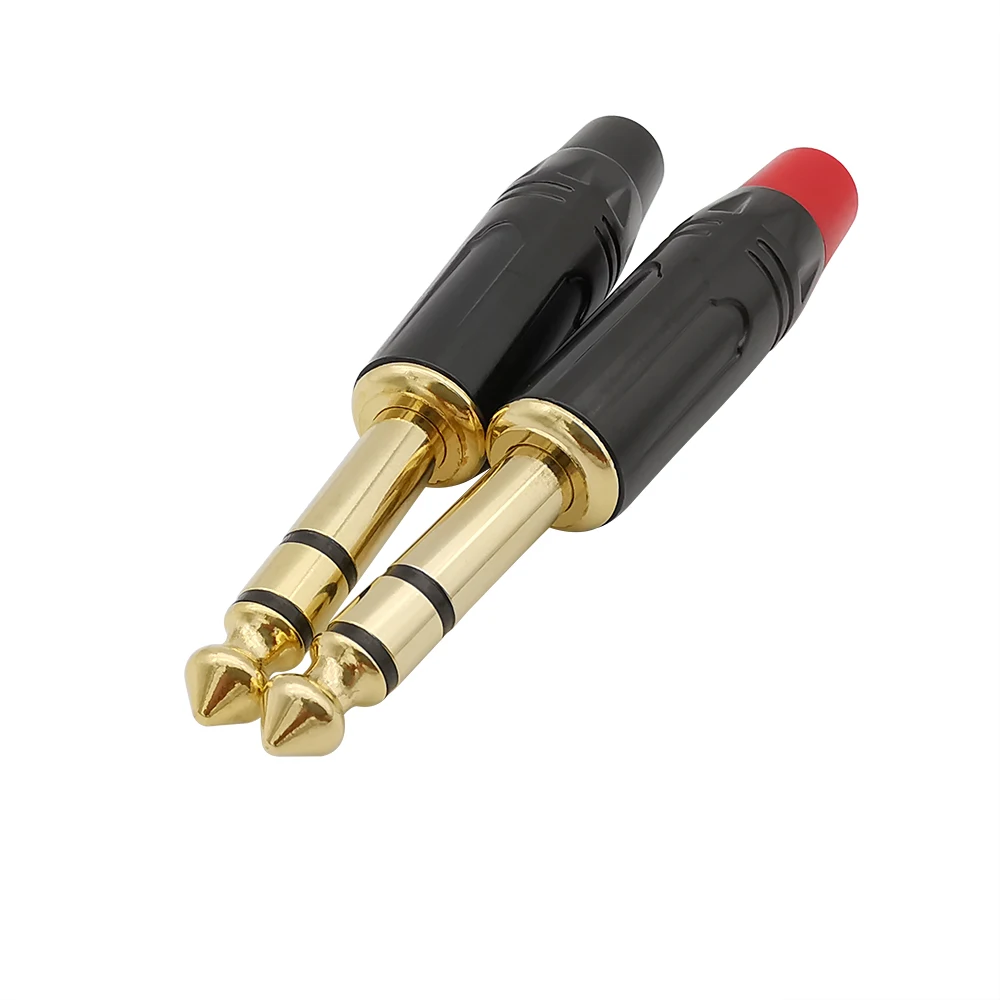 2Pcs 6.35mm 3 Pole Dual Channel Stereo Audio Jack Amplifier Microphone Plug 6.35 Sophomore Core Solder Jack Male Plug Connector