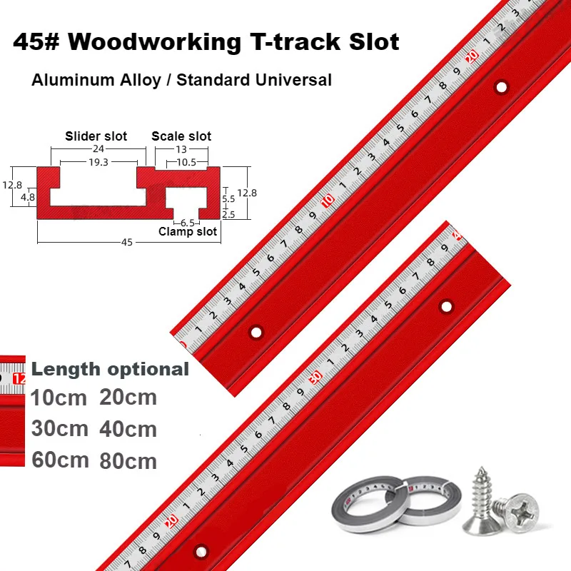 Universal 45 Type T-track T-slot Miter Track Jig Aluminium Alloy Miter Track Stop Woodworking DIY Tools for Table Saw Pusher