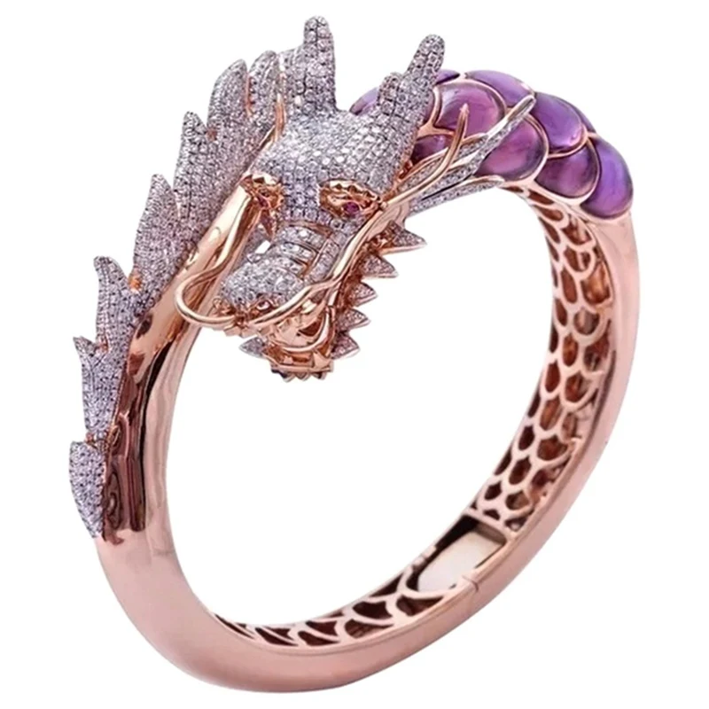 Milangirl Unique Style Female Dragon Animal Ring 18KT   Engagement Ring Vintage Wedding Band Skull Rings For Women