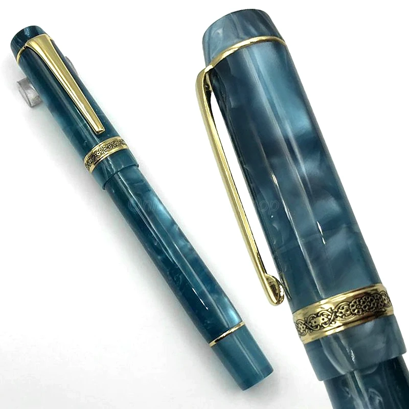 

Kaigelu 316 Vintage Marble Celluloid Fountain Pen 22KGP Medium Nib Dark Blue Phantom Pattern For Writing Tool With Gift Box