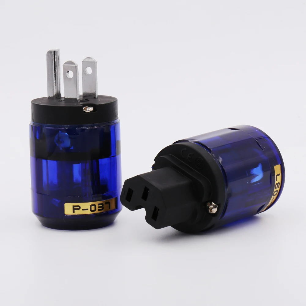 P-037(BR) Hifi Audio Amplifier Power Line EU/US Plugs Rhodium Plated IEC Male/Female Connecter for DIY Speaker Main Power Cable