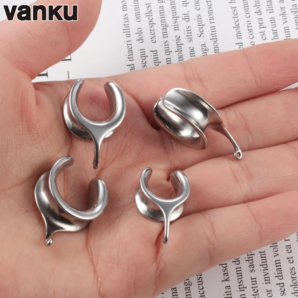 Vanku 2PCS 316L Stainless Steel DIY Ear Weights Ear Saddle Piercing Flesh Tunnels Hooks Body Jewelry Ear Hanger Gift For Unisex