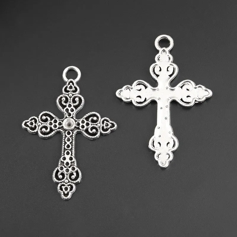 10pcs Silver Color 50x34.5mm Jesus Cross Charms Love And Redemption Pendant For DIY Handmade Metal Jewelry Making Accessorie