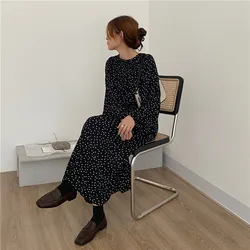 New New Spring Dress Girls Boho Female Vintage Dress Party oversize long Sleeve Women Dresses Robe Vestido oversize black