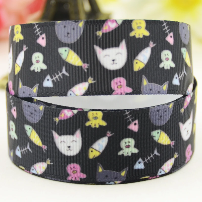 22mm 25mm 38mm 75mm Cat cartoon printed Grosgrain Ribbon party decoration 10 Yards satin ribbons