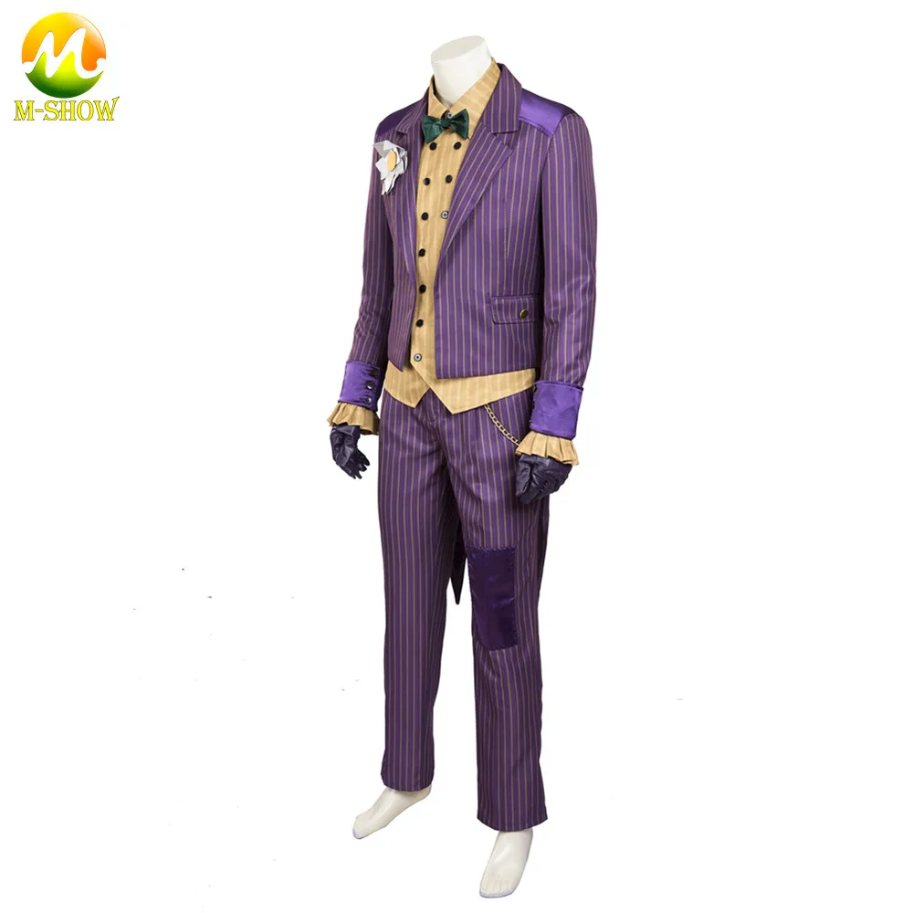 The Bat Arkham City Joker Costume Halloween Cosplay Costume Men Uniforms Fancy Suit for Adult Any Size