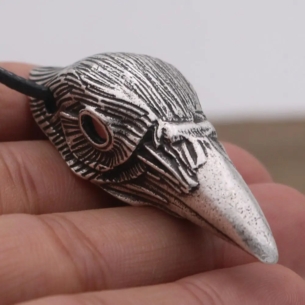 viking raven head pendant black bird charm men necklace Goth Odin Raven Skull Jewelry Amulet Talisman Gothic Animal Bird Pendant