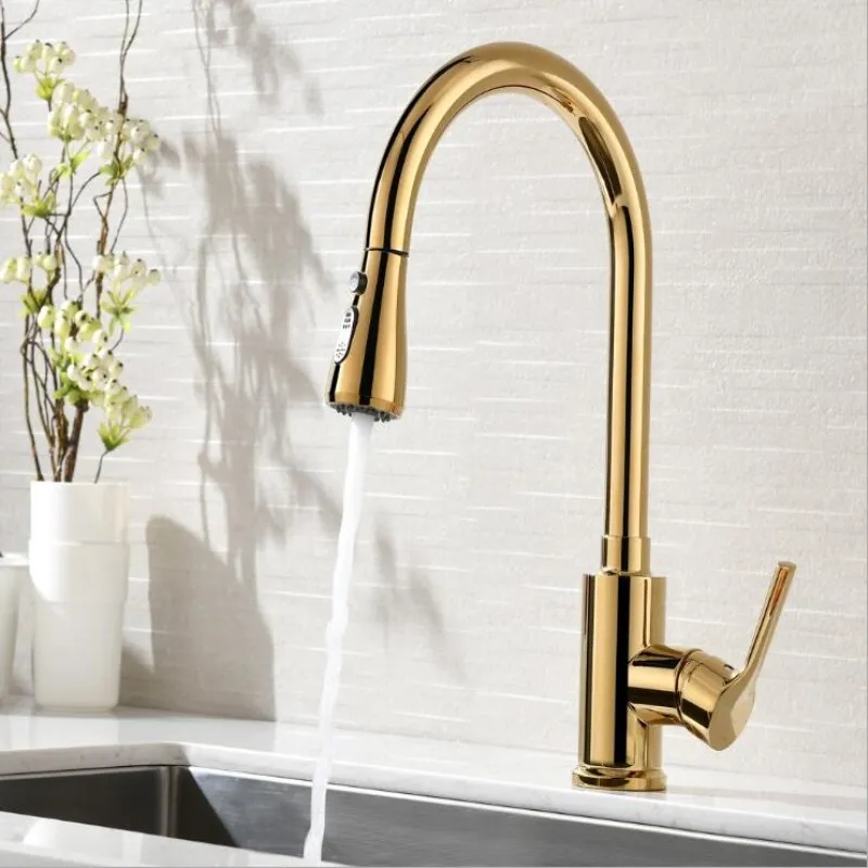 

Vidric Newly Arrived Pull Out Kitchen Faucet Gold/Chrome/nickel/ Sink Mixer Tap 360 degree rotation kitchen mixer taps Kitchen T