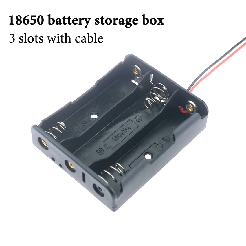 คุณภาพสูง1 2 3 4ช่องใส่พลาสติกสีดำ18650แบตเตอรี่กล่องจัดเก็บที่มีสายไฟสำหรับ18650แบตเตอรี่3.7V