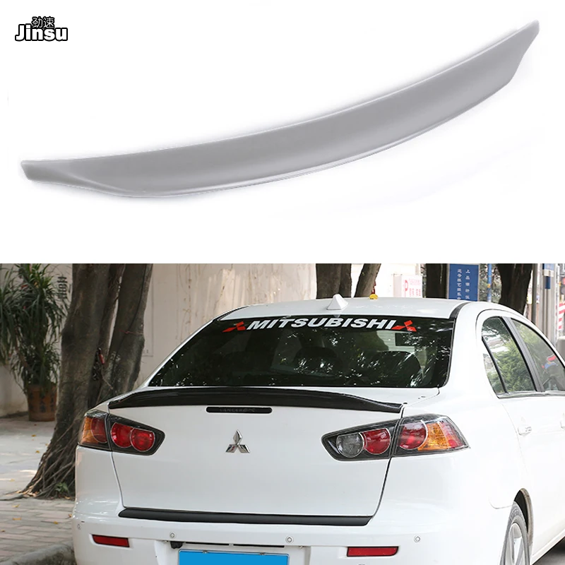 

Gloss black fake carbon fiber rear trunk spoiler lip For Mitsubishi Lancer EX 2008 - 2015 gary primer Car styling back wing